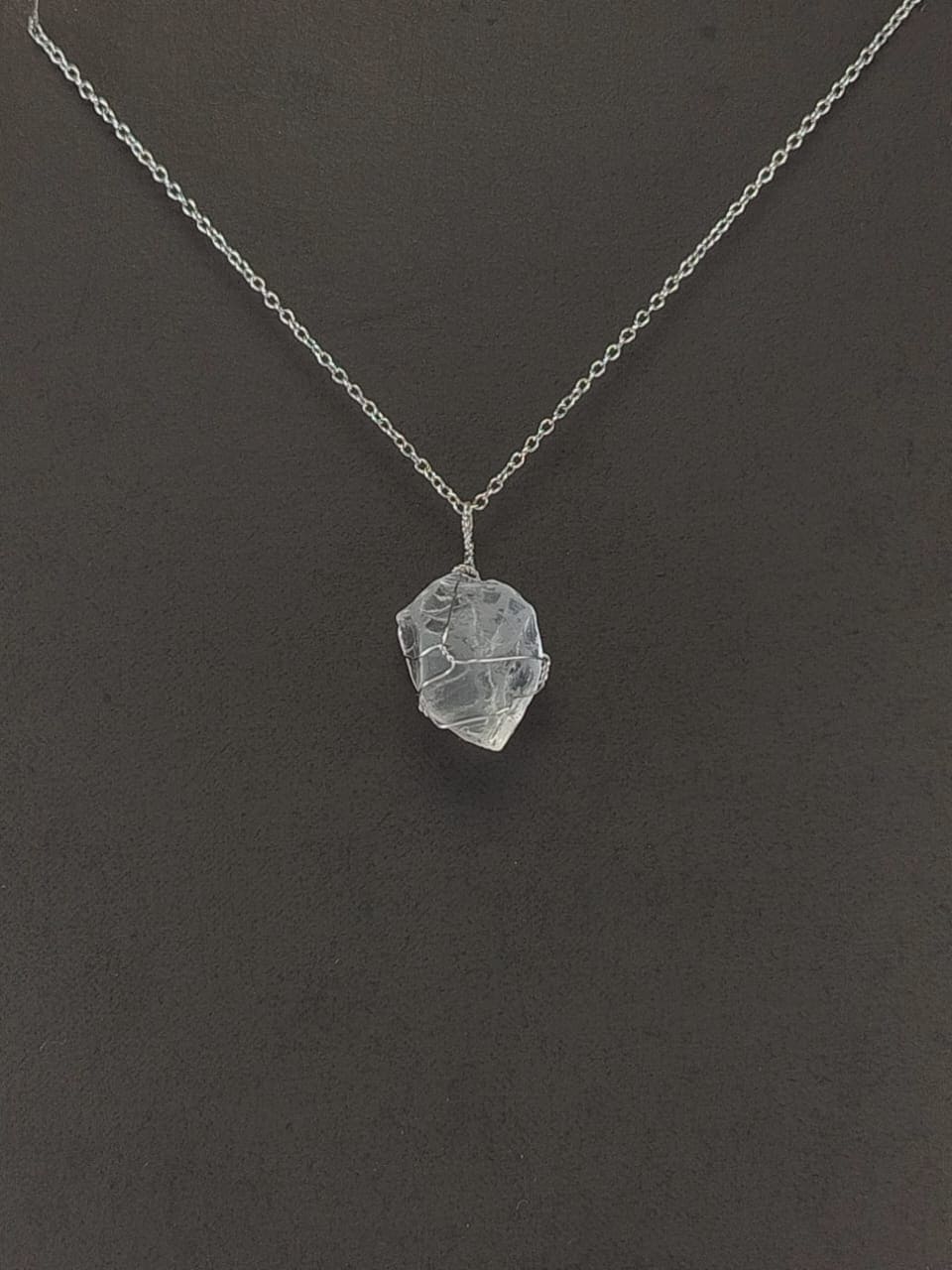 Clear Quartz Pendant Necklace, Stainless Steel