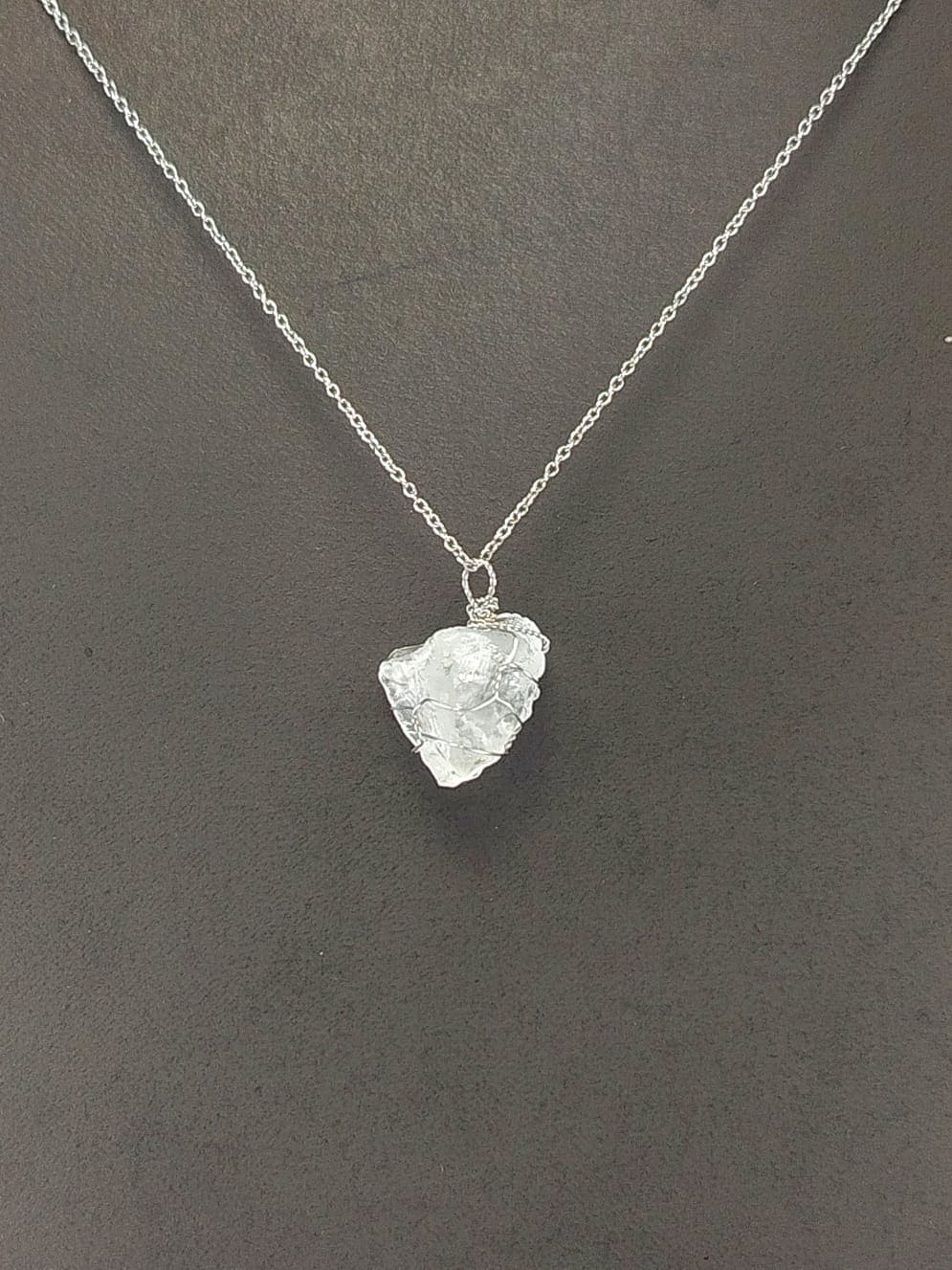 Clear Quartz Pendant Necklace, Stainless Steel