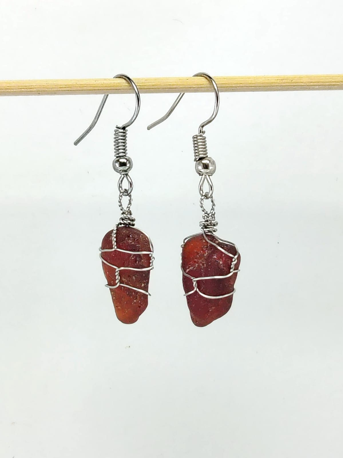 Garnet (Hessonite) Dangle Earrings