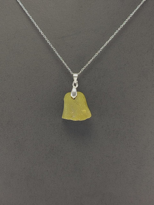 Olive Green Opal Pendant Necklaces, Stainless Steel