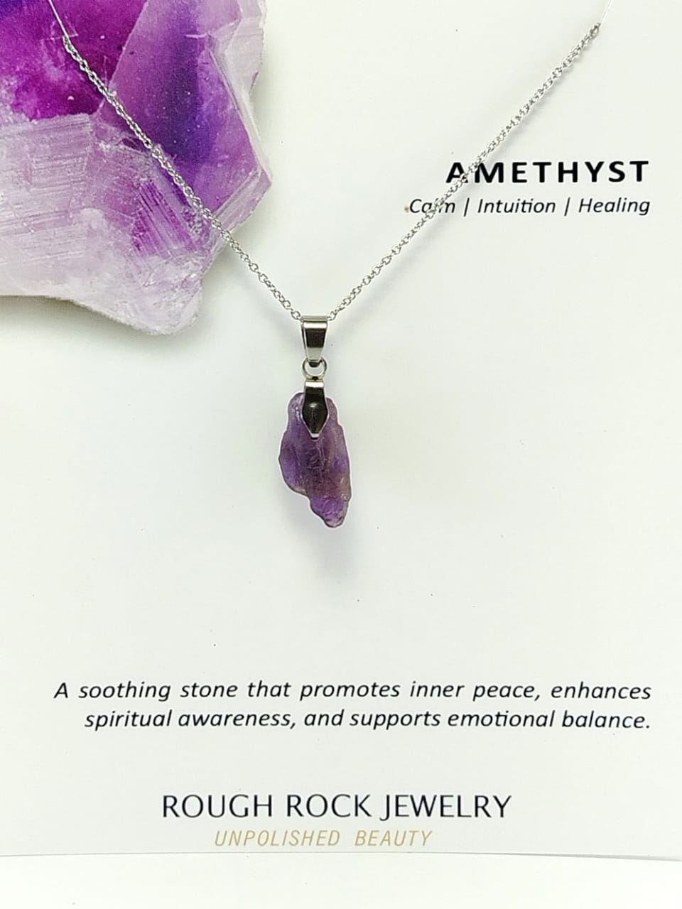 Amethyst Pendant Necklaces, Stainless Steel