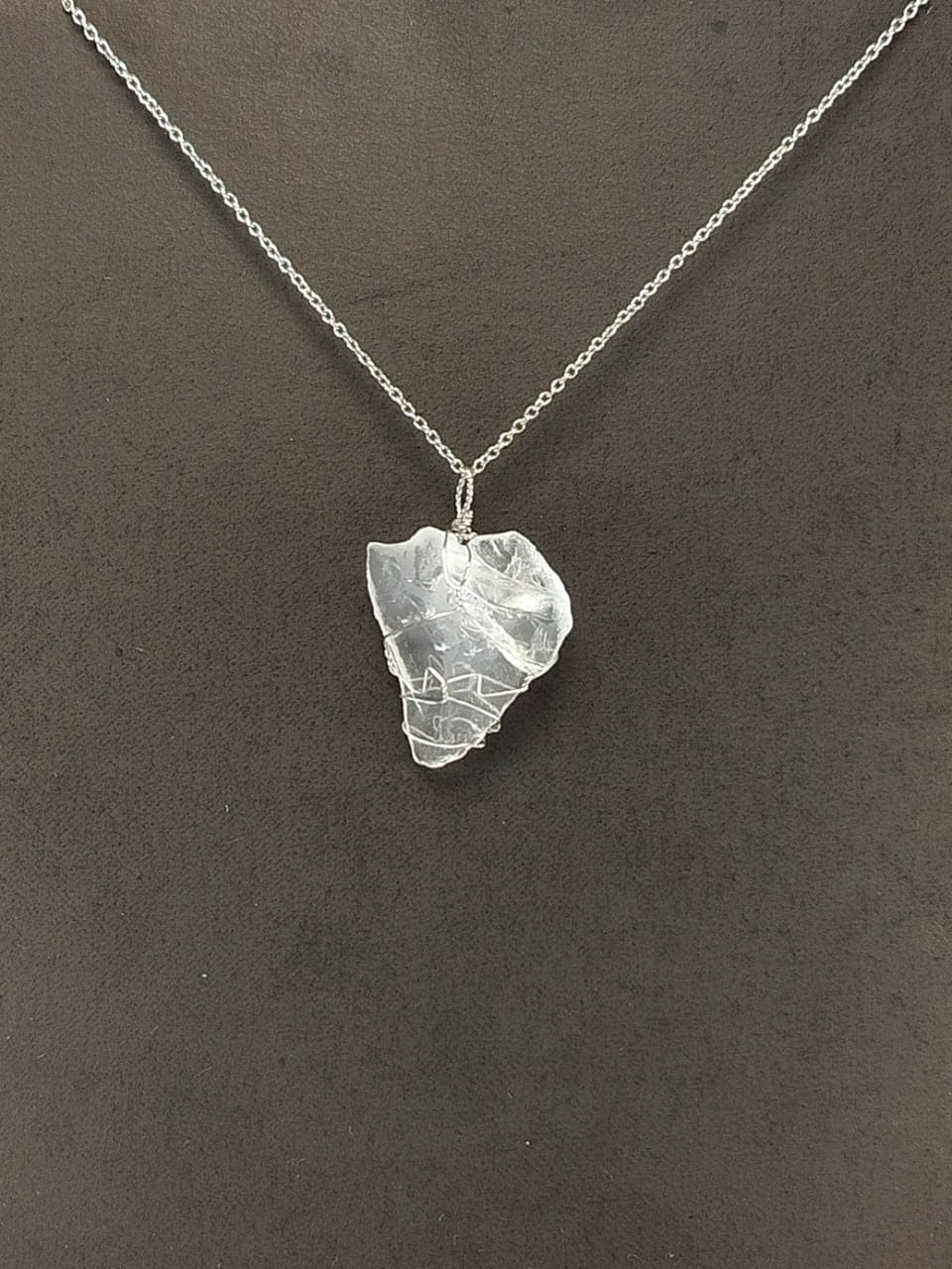 Clear Quartz Pendant Necklace, Stainless Steel