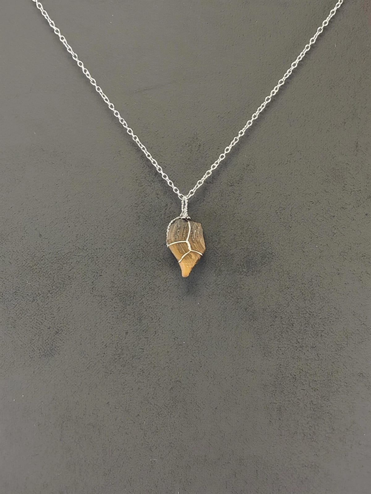 Tiger Eye Pendant Necklace, Stainless Steel