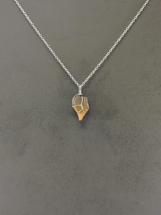 Tiger Eye Pendant Necklace, Stainless Steel