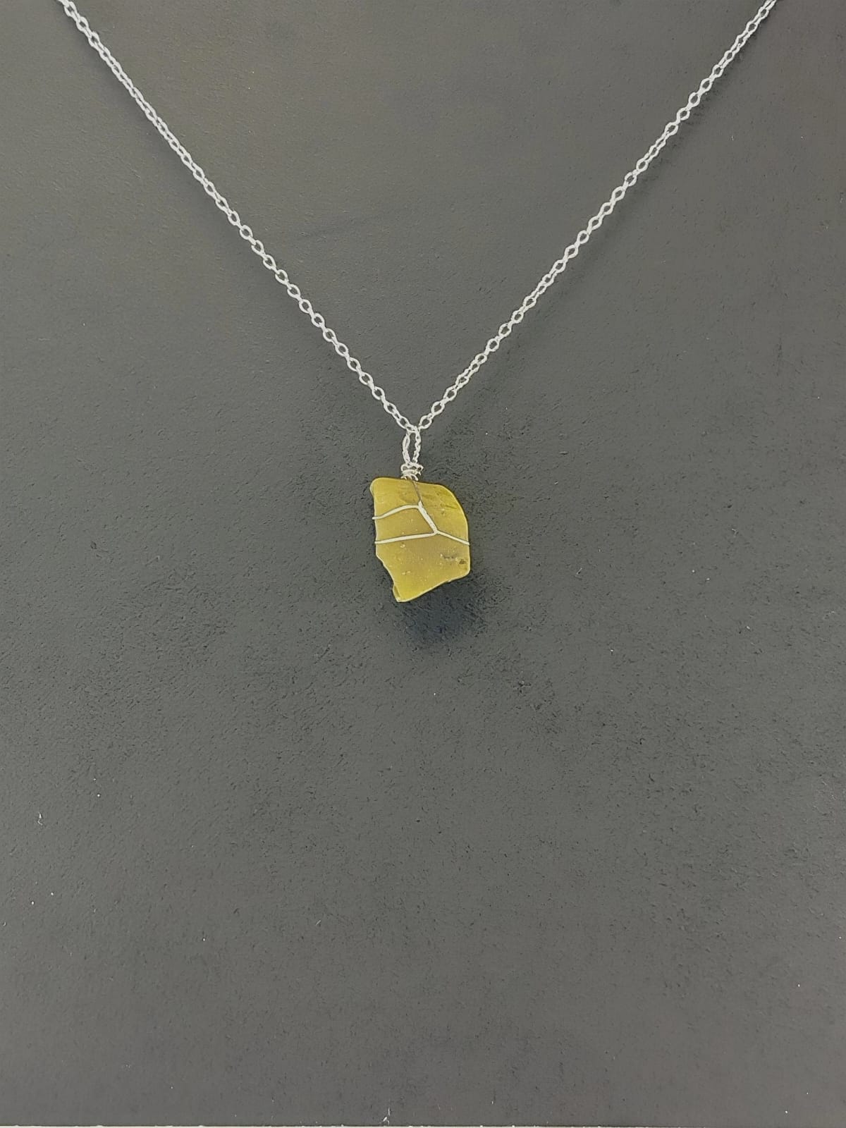 Olive Green Opal Pendant Necklaces, Stainless Steel