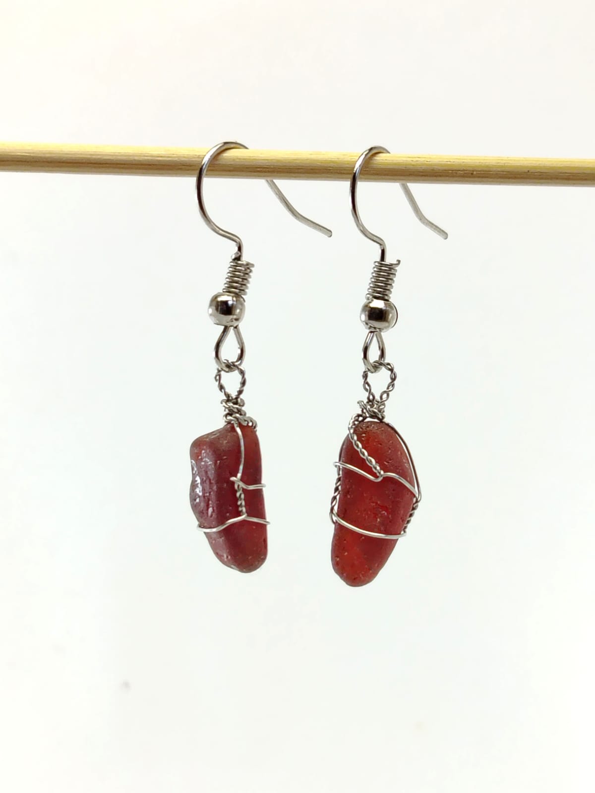 Garnet (Hessonite) Dangle Earrings