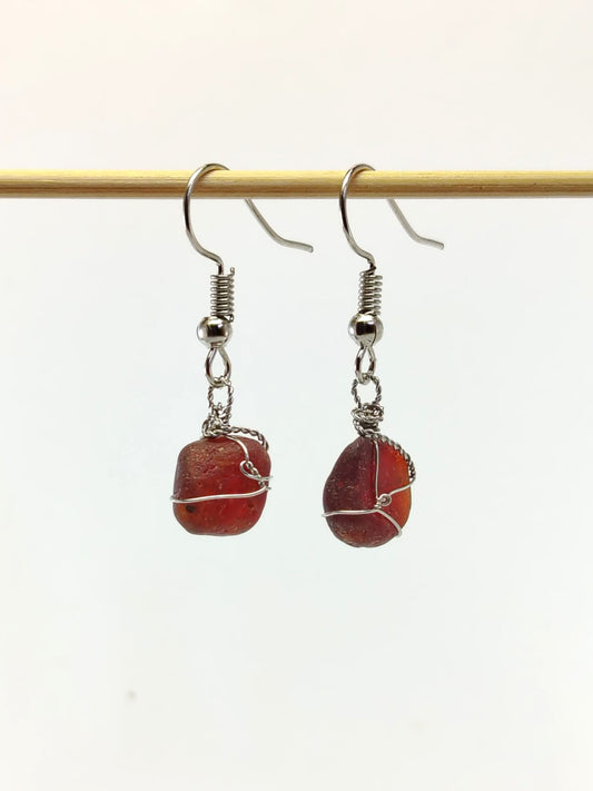 Garnet (Hessonite) Dangle Earrings