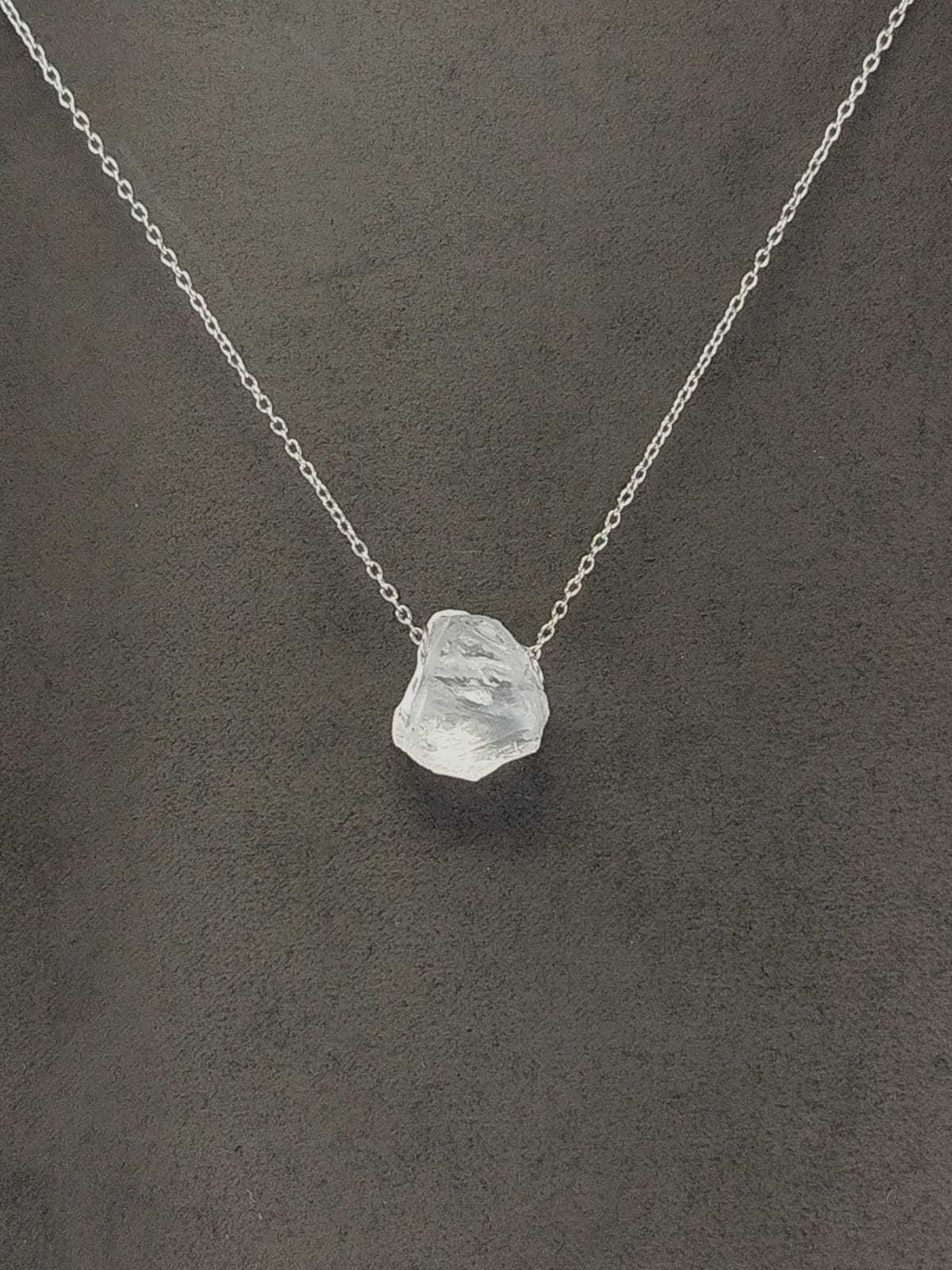 Clear Quartz Pendant Necklace, Stainless Steel
