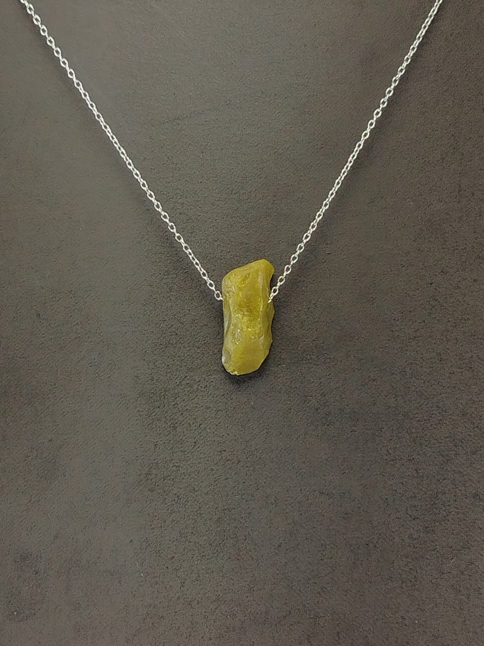 Olive Green Opal Pendant Necklaces, Stainless Steel