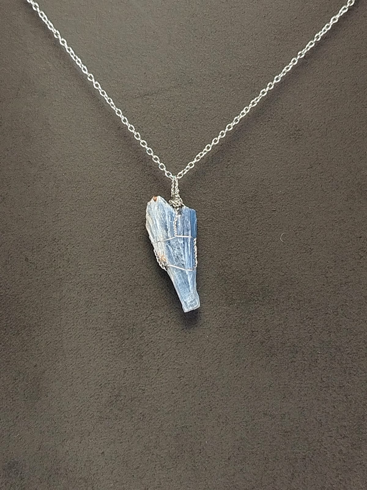 Kyanite Pendant Necklace, Stainless Steel