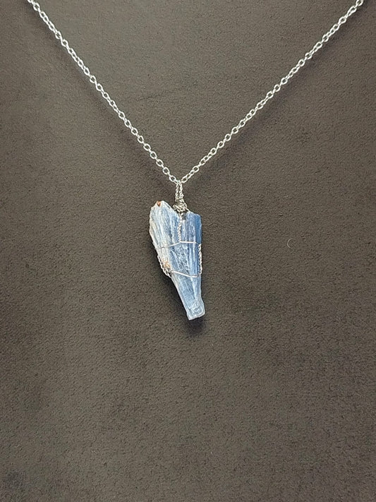 Kyanite Pendant Necklace, Stainless Steel