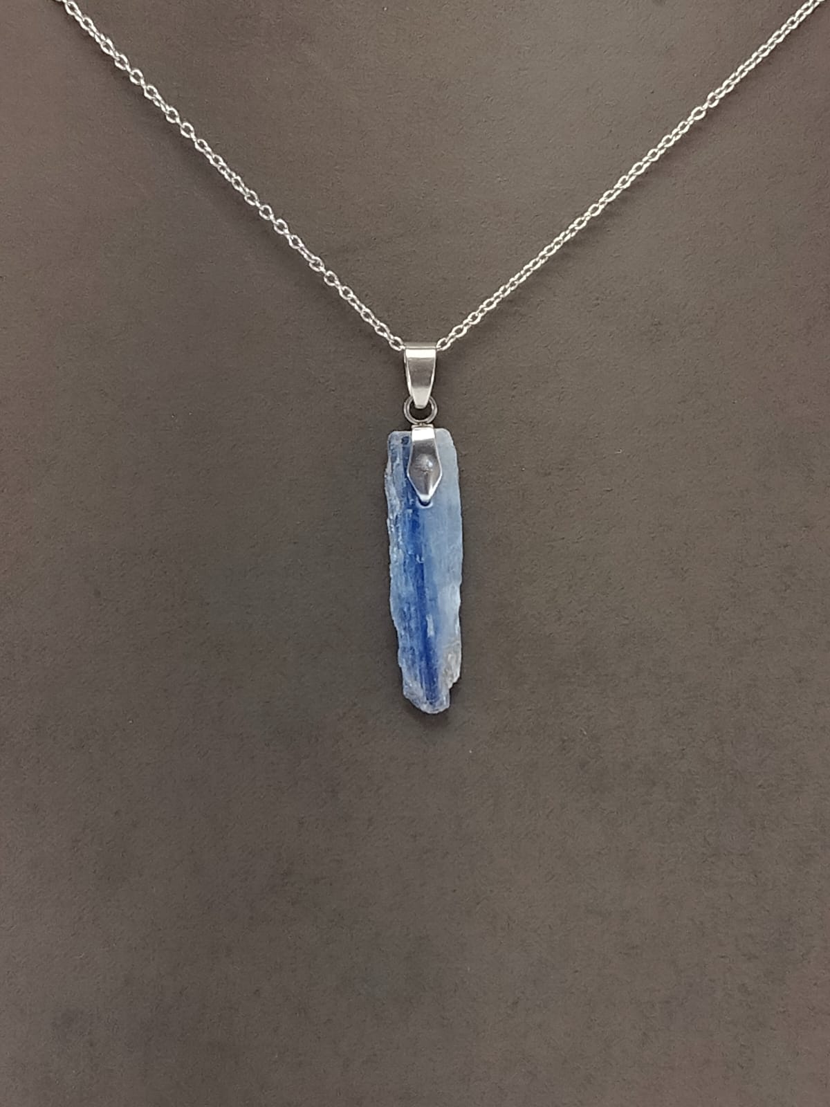 Kyanite Pendant Necklace, Stainless Steel