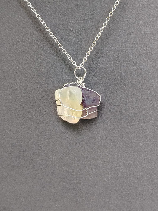 Moonstone + Amethyst Mixed Pendant Necklaces, Stainless Steel