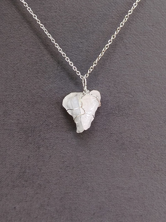 Rose Quartz + Clear Quartz Mixed Pendant Necklaces, Stainless Steel