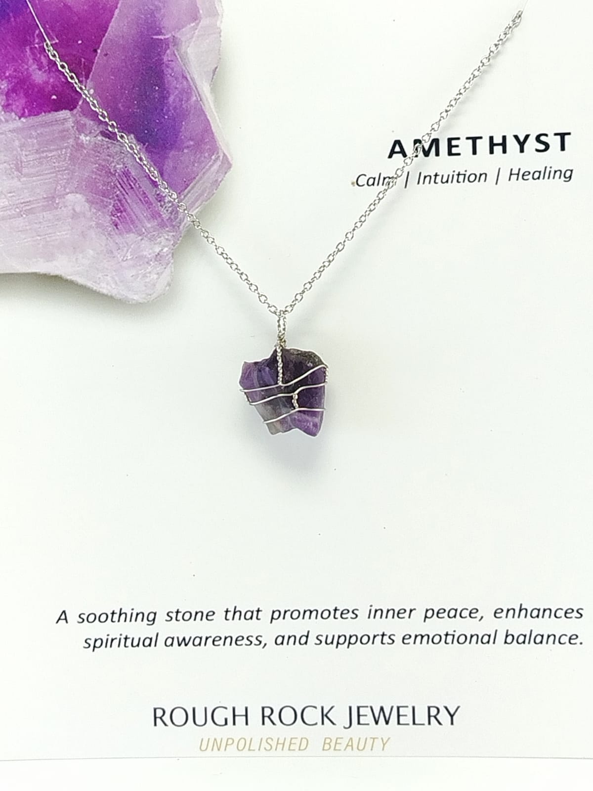 Amethyst Pendant Necklaces, Stainless Steel