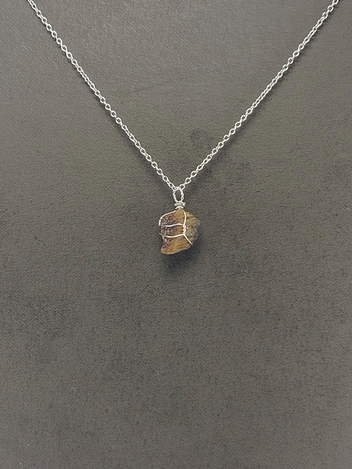 Tiger Eye Pendant Necklace, Stainless Steel